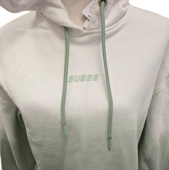 GUESS Tie Dye Cotton Crop Hooded Sweatshirt NEW - Picture 2 of 8